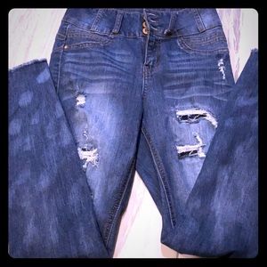 dark washed ripped jeans